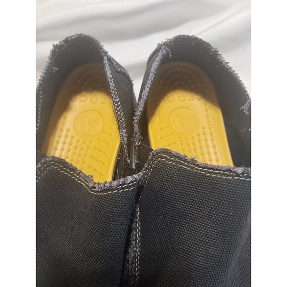 CROCS Santa Cruz Canvas Slip-On Loafer Boat Shoes Black Frayed 10128 Men's Sz 10 - Picture 6 of 13